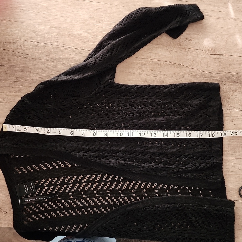 Isabella Rodriguez Black‎ Crochet Open Cardigan Women's Large - Picture 5 of 5